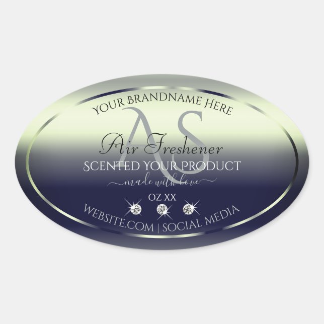 Blue Silver Shimmery Product Label Jewels Monogram (Front)