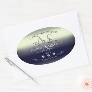 Blue Silver Shimmery Product Label Jewels Monogram