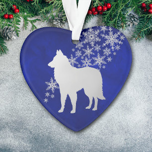 Blue Silver Snowflake Belgian Tervuren Ornament