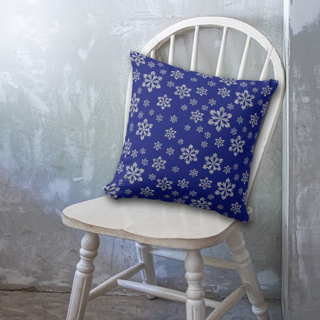 Blue Silver Snowflake Cushion (Creator Uploaded)