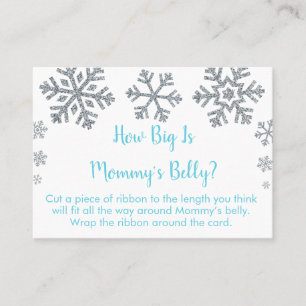 Blue & Silver Snowflake How Big Is Mummy's Belly Place Card
