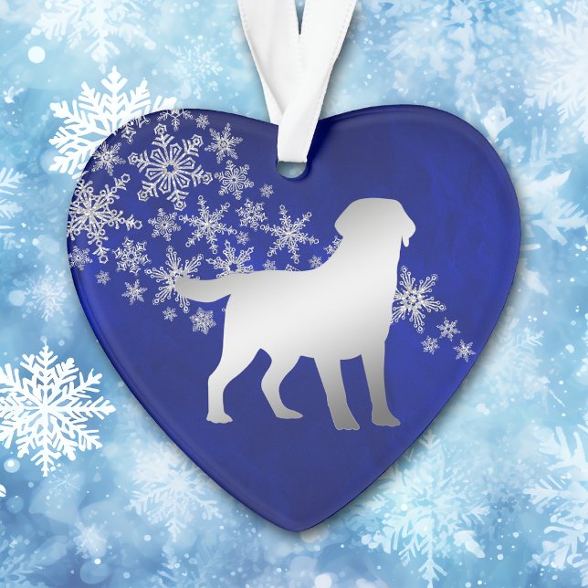 Blue Silver Snowflake Labrador Retriever Ornament (Creator Uploaded)