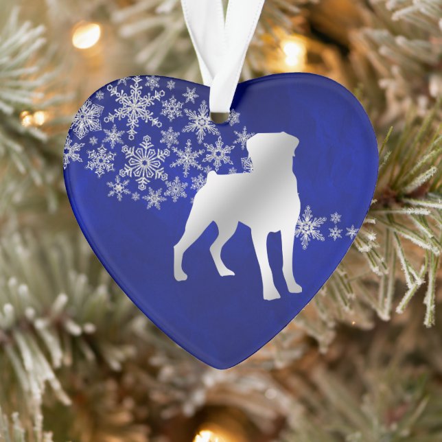 Blue Silver Snowflake Rottweiler Ornament (Tree)