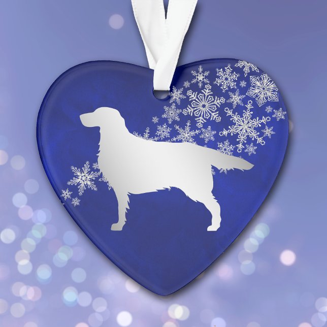 Blue Silver Snowflake Setter Dog Ornament (Creator Uploaded)