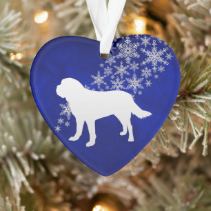 Blue Silver Snowflake St Bernard Ornament