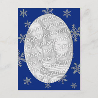 Blue Silver Snowflake Template Postcard