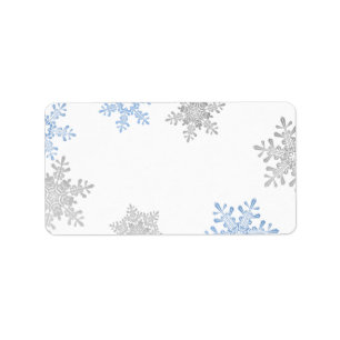 Blue Silver Snowflake Wedding Blank Address Labels