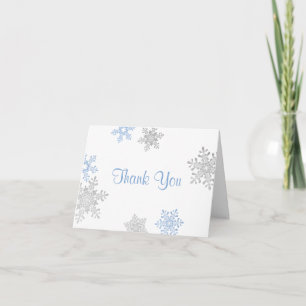 Blue Silver Snowflake Winter Wedding Thank You