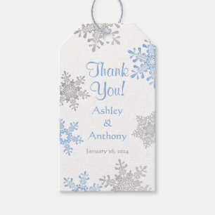 Blue Silver Snowflake Winter Winter Thank You Gift Tags