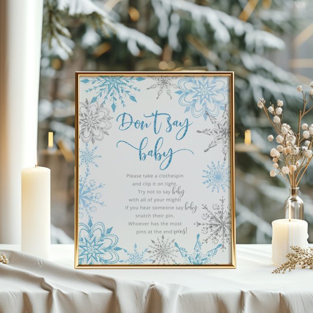 Blue silver snowflakes Don't say baby game Poster (Creator Uploaded)