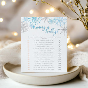 Blue silver Snowflakes mummy or daddy game