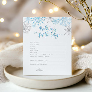 Blue silver snowflakes prediction for baby card