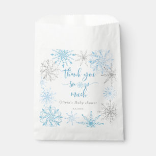 Blue silver snowflakes Thank you snow much Favour Bags