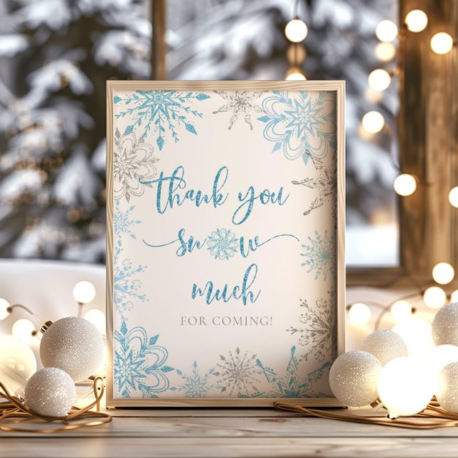 Blue silver snowflakes Thank you snow much Poster (Creator Uploaded)