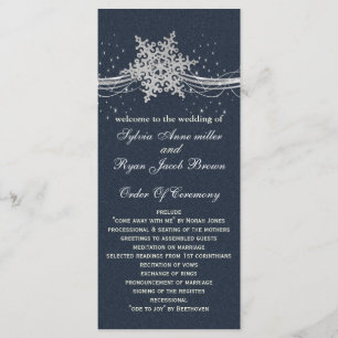 Blue Silver Snowflakes wedding programs tea length Programme