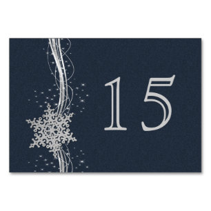Blue Silver Snowflakes wedding table numbers