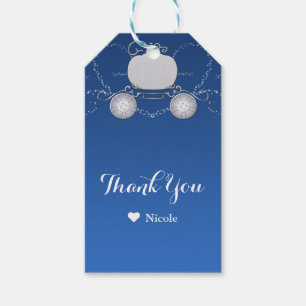 Blue & Silver Sparkle Pumpkin Carriage Cinderella Gift Tags