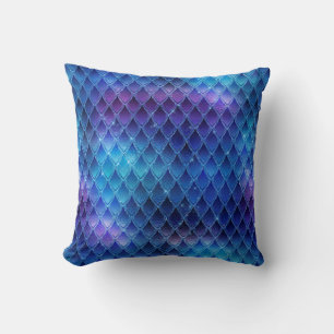 Blue & Silver Sparkles Dragon Scales Cushion