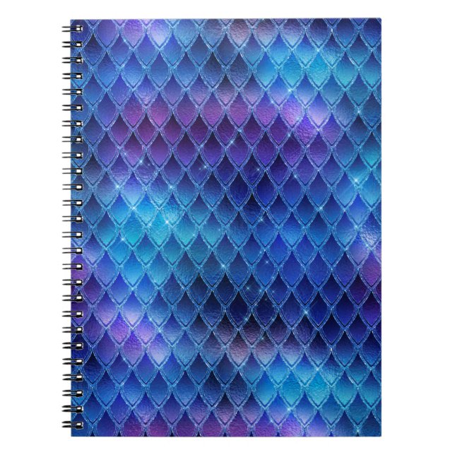Blue & Silver Sparkles Dragon Scales Notebook (Front)