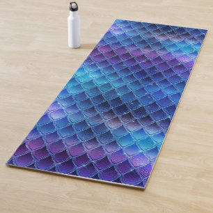 Blue & Silver Sparkles Dragon Scales Yoga Mat