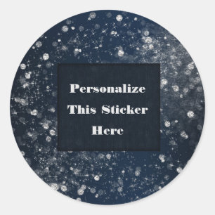 Blue Silver Sparkling Lights Glam Sparkle Glitter Classic Round Sticker