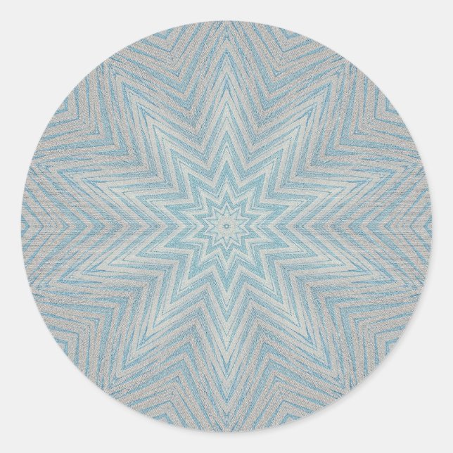 Blue Silver Star Pattern Kaleidoscope Stickers (Front)