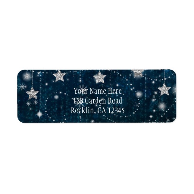 Blue & Silver Starry Celestial Invitation (Front)