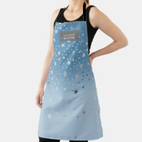 blue silver stars beautician monogram apron