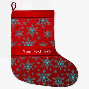blue,silver stars in red and template text large christmas stocking
