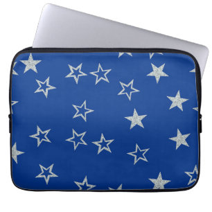 Blue silver stars laptop sleeve