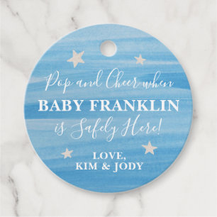 Blue & Silver Stars Pop It When She Pops  Favour Tags