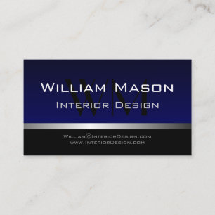 Blue & Silver Stripe Professional Business Card