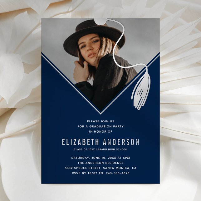 Blue Silver Tassel Cap Photo Graduation Party (Creator Uploaded)