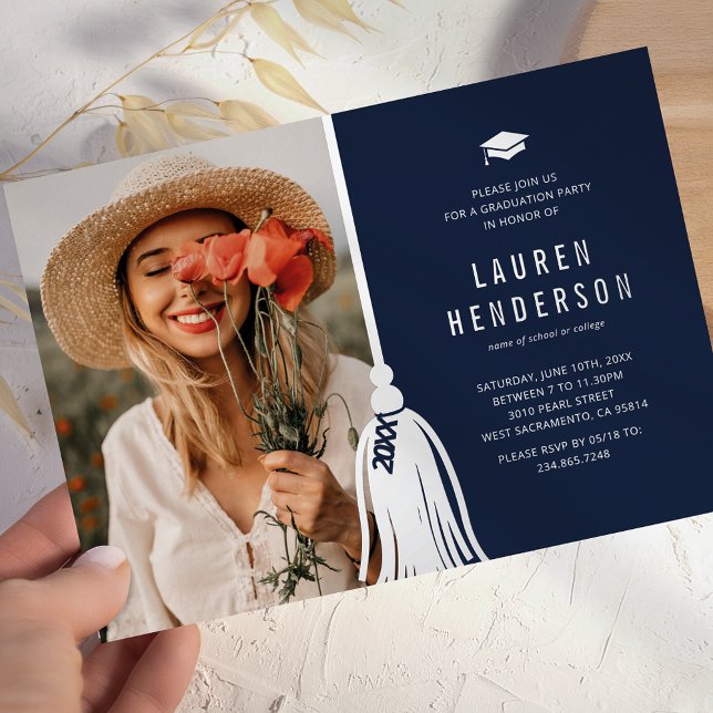Blue Silver Tassel Photo Graduation Party (Creator Uploaded)