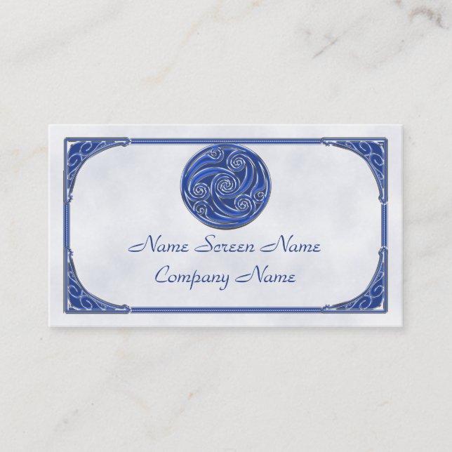 Blue Silver Triskel Business Card (Front)