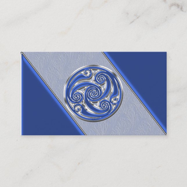 Blue Silver Triskel Business Card (Front)