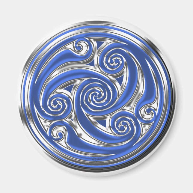 Blue Silver Triskel Magnet (Front)