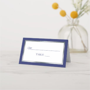 Blue   Silver   White Simple Elegant Place Cards