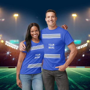 Blue Silver & White Sports Jersey Team Name Unisex T-Shirt