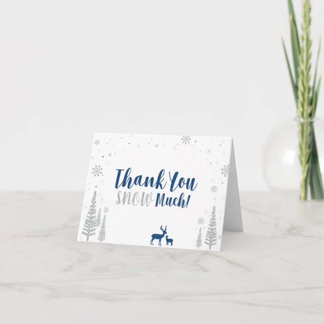 Blue & Silver Winter Wonderland Thank You Card (Front)