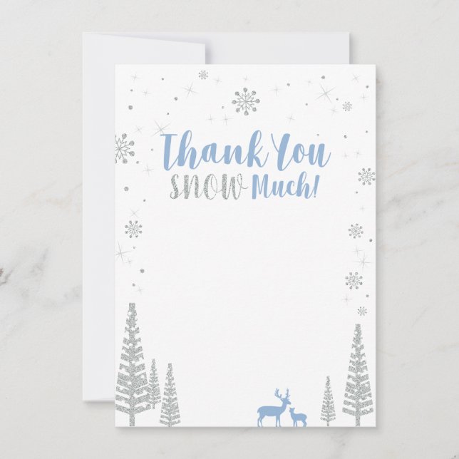 Blue & Silver Winter Wonderland Thank You Card (Front)