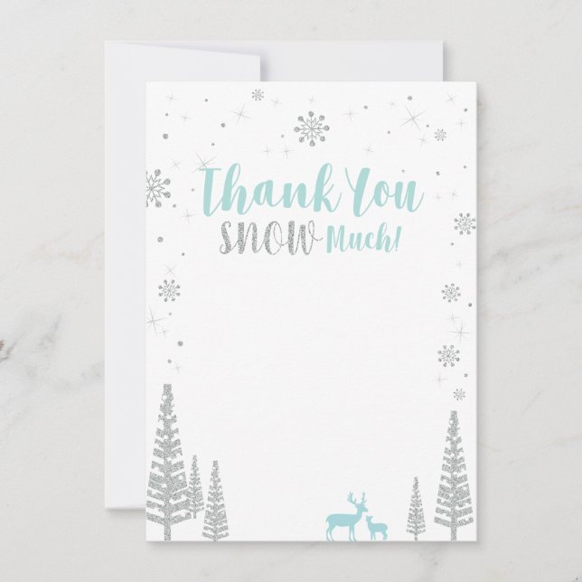Blue & Silver Winter Wonderland Thank You Card (Front)