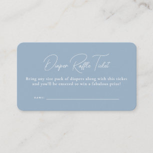 Blue simple baby shower diaper raffle ticket enclosure card