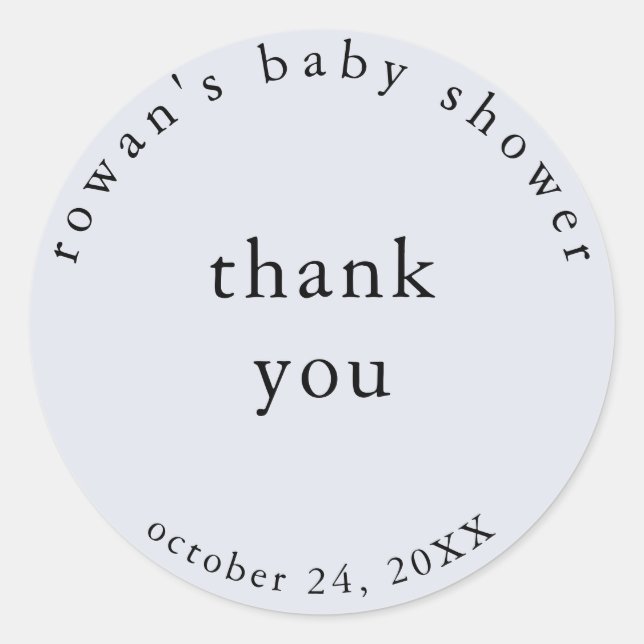 Blue Simple Baby Shower Thank You Sticker (Front)