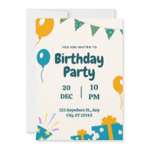 Blue Simple Birthday Invitation
