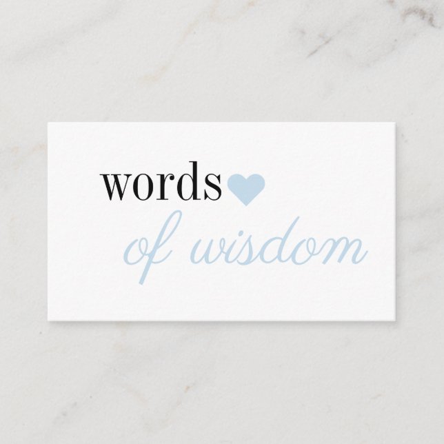 Blue Simple Boy Baby Shower words of wisdom Enclosure Card (Front)