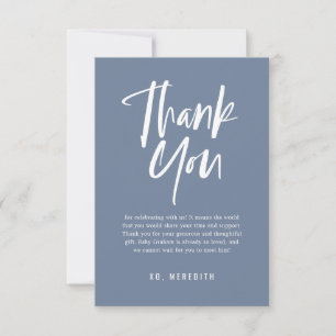 Blue Simple Calligraphy Gender Neutral Baby Shower Thank You Card