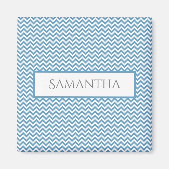 Blue Simple Chevron Personalised Magnet (Front)