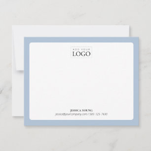 Blue Simple Colour Logo Business Note Card