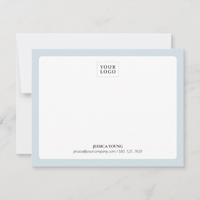 Blue | Simple Colour Logo Business Note Card (Front)
